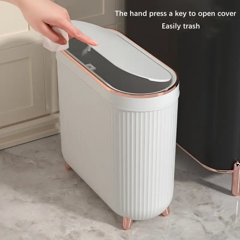 SlimTidy Narrow Slit Trash Can with Lid